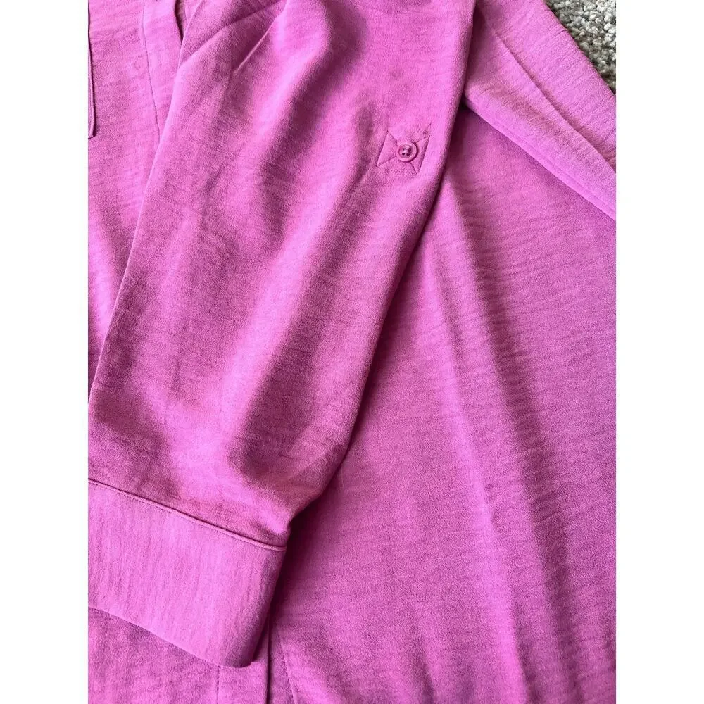 NWT Hilary Radley Women's Button Front Blouse, Large, Dark Pink. Lightweight - Picture 7 of 11